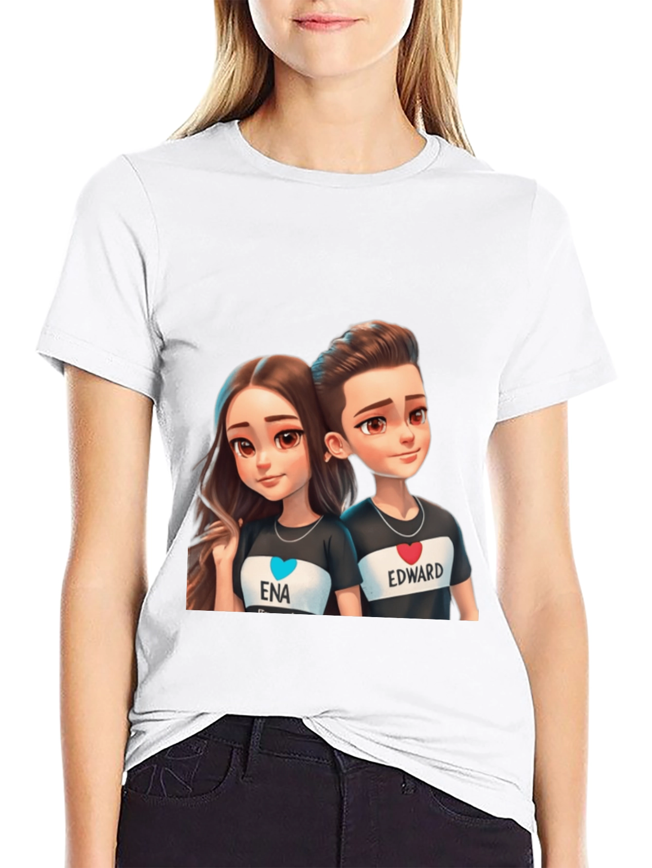 Couple Cartoon Print Tee - Ena & Edward