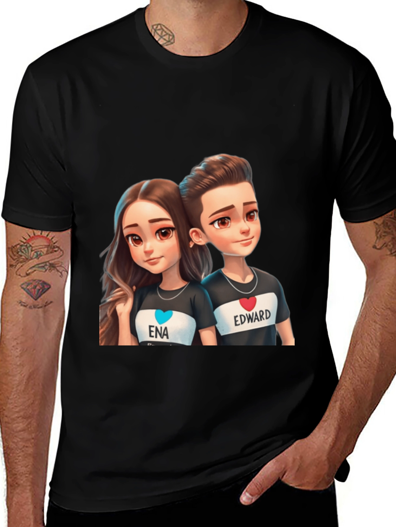 Couple Cartoon Print Tee - Ena & Edward