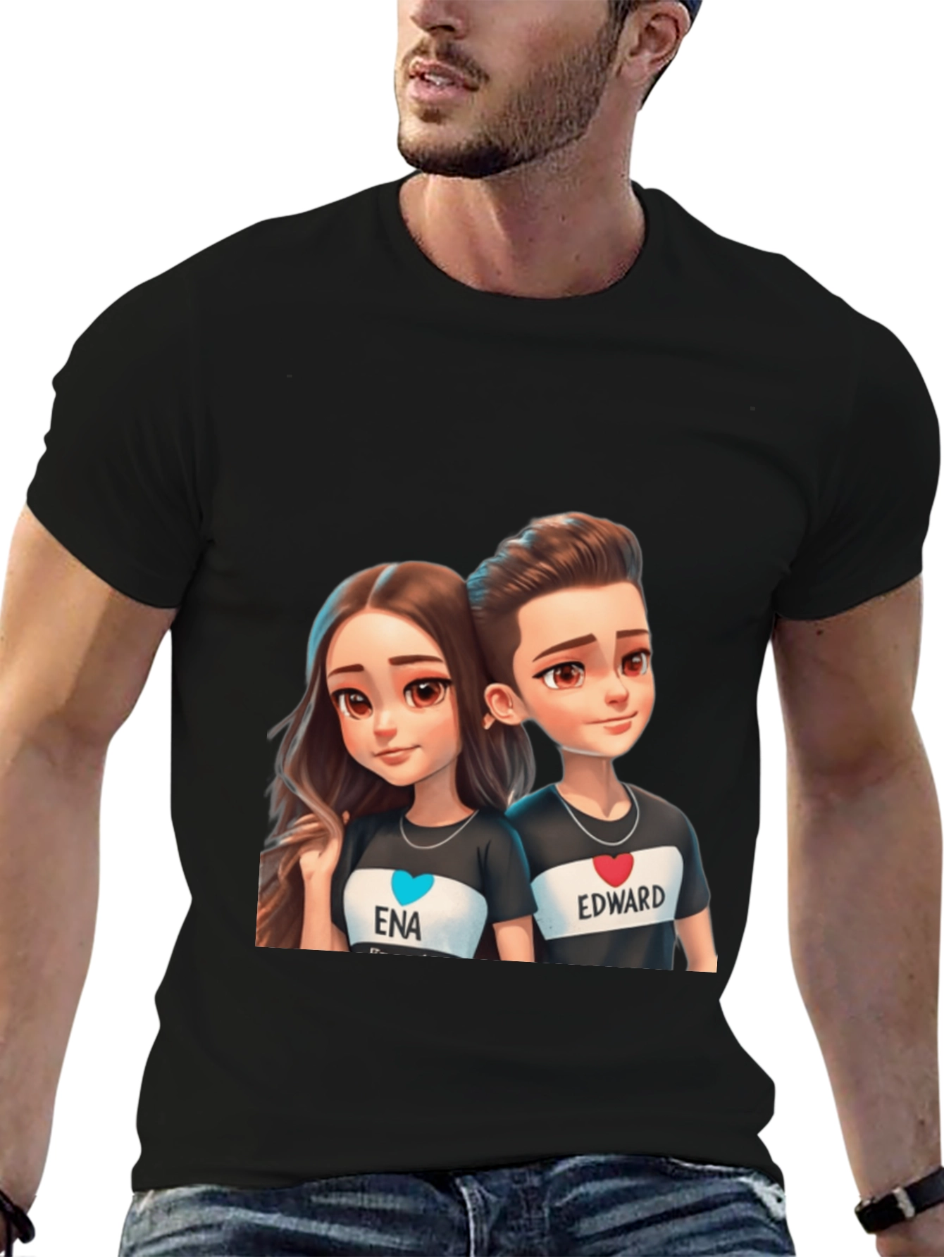 Couple Cartoon Print Tee - Ena & Edward
