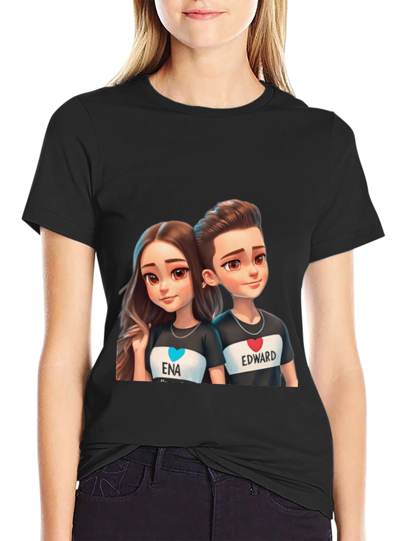 Couple Cartoon Print Tee - Ena & Edward
