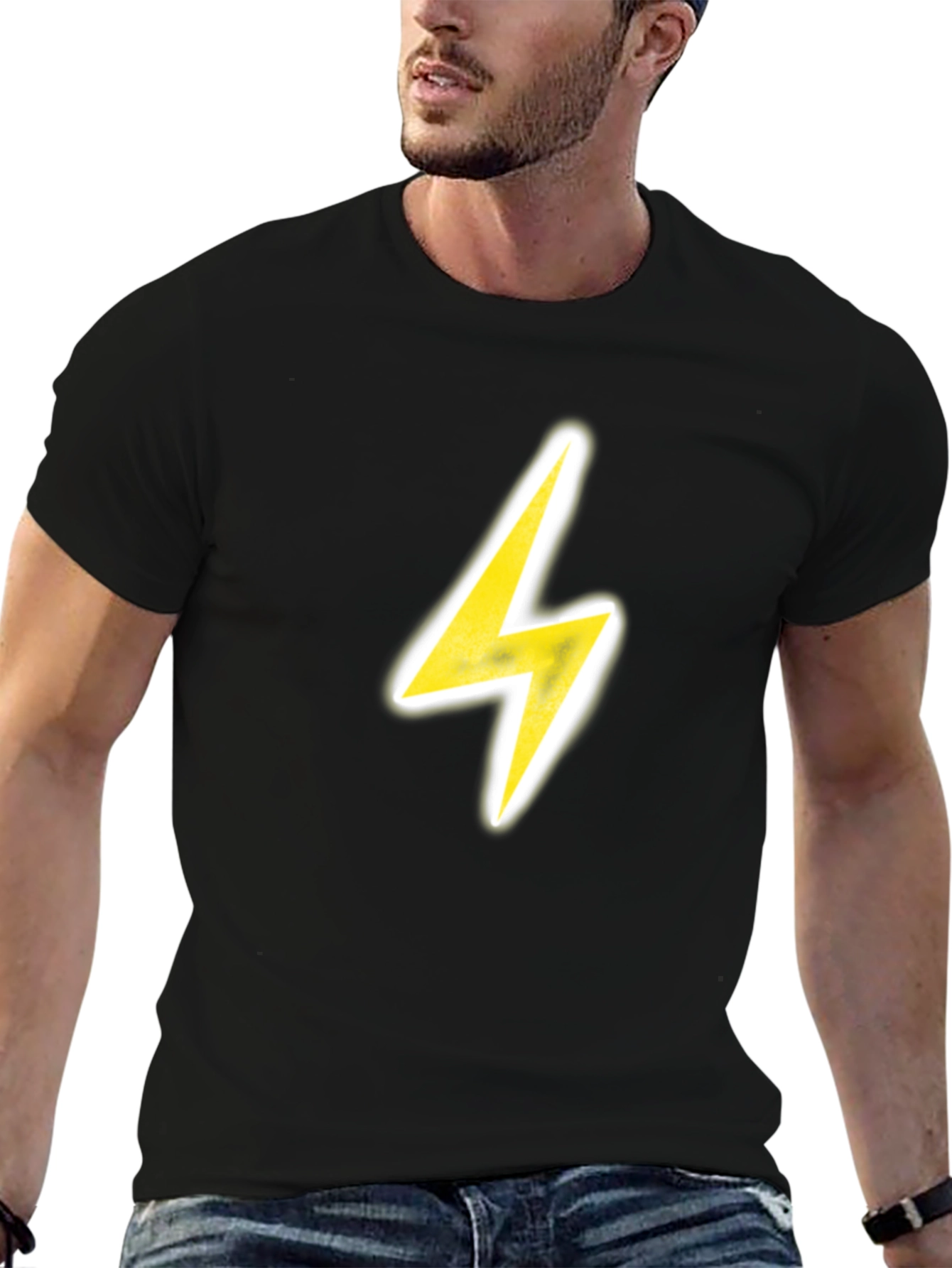 Lightning Bolt Graphic Tee - Black