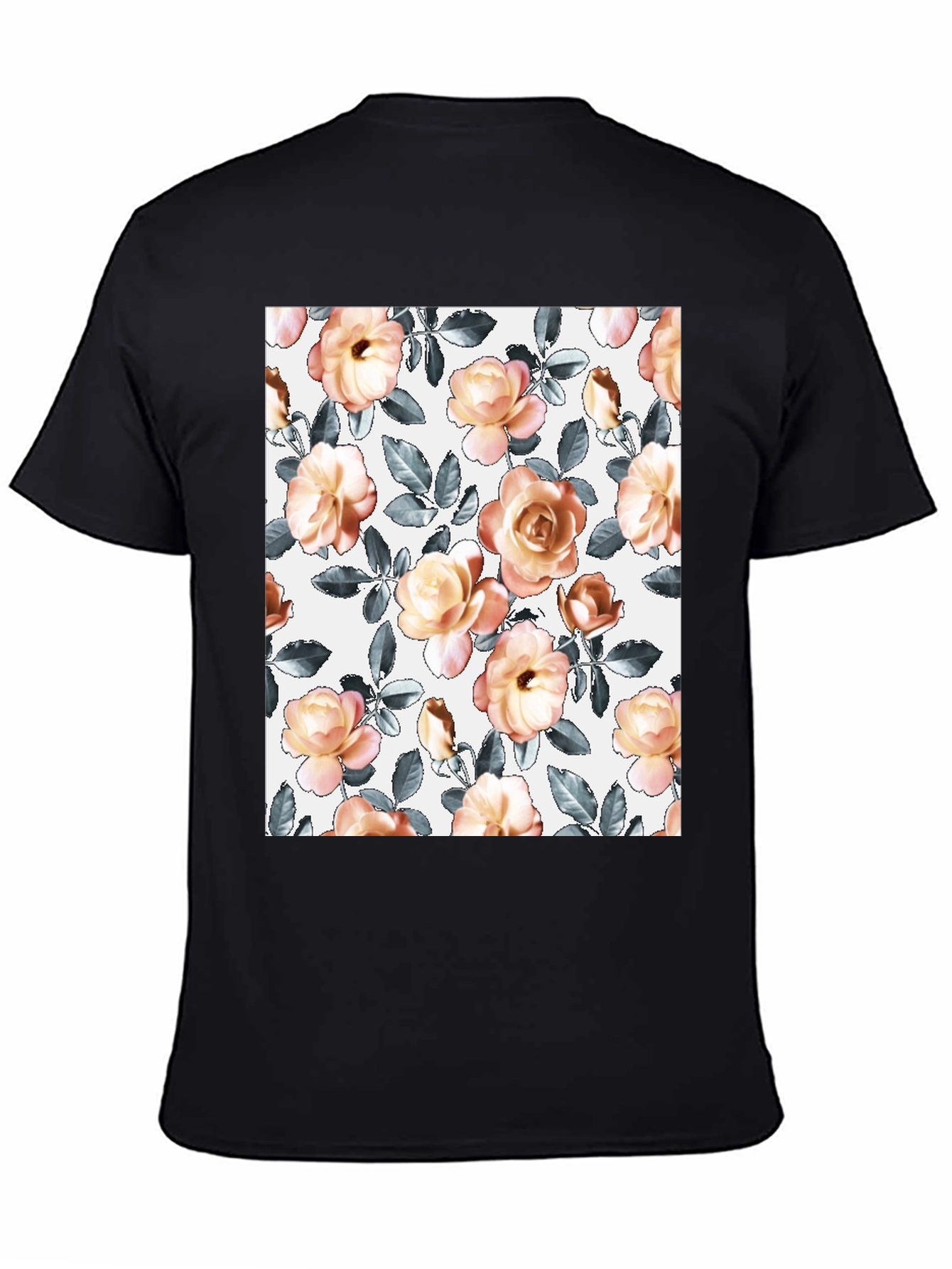 Floral Pattern T-Shirt - Soft Rose Design