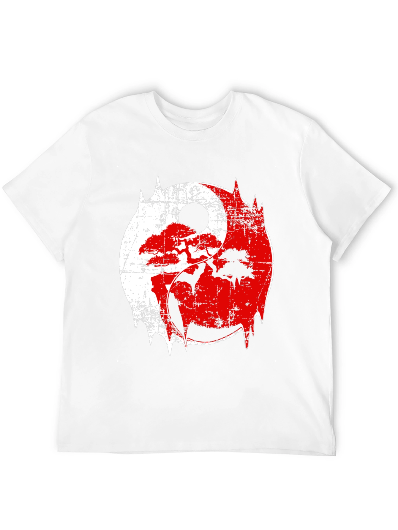 Yin Yang Bonsai Tree Graphic T-Shirt