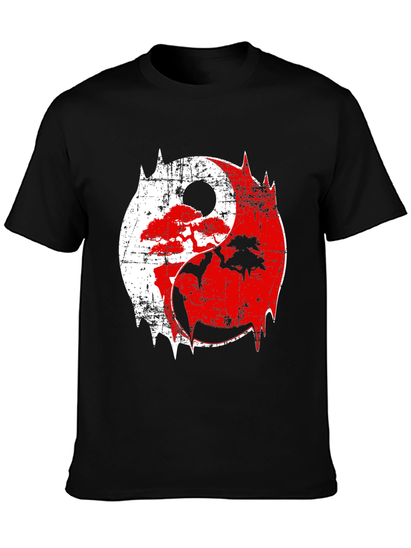 Yin Yang Bonsai Tree Graphic T-Shirt
