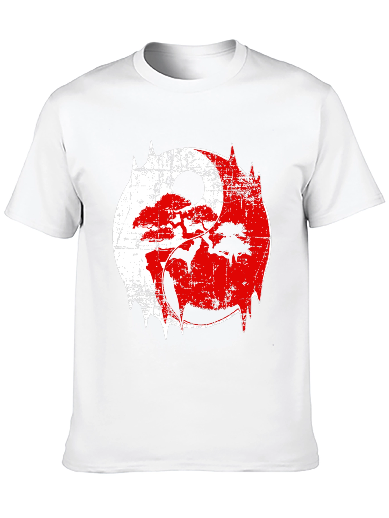 Yin Yang Bonsai Tree Graphic T-Shirt