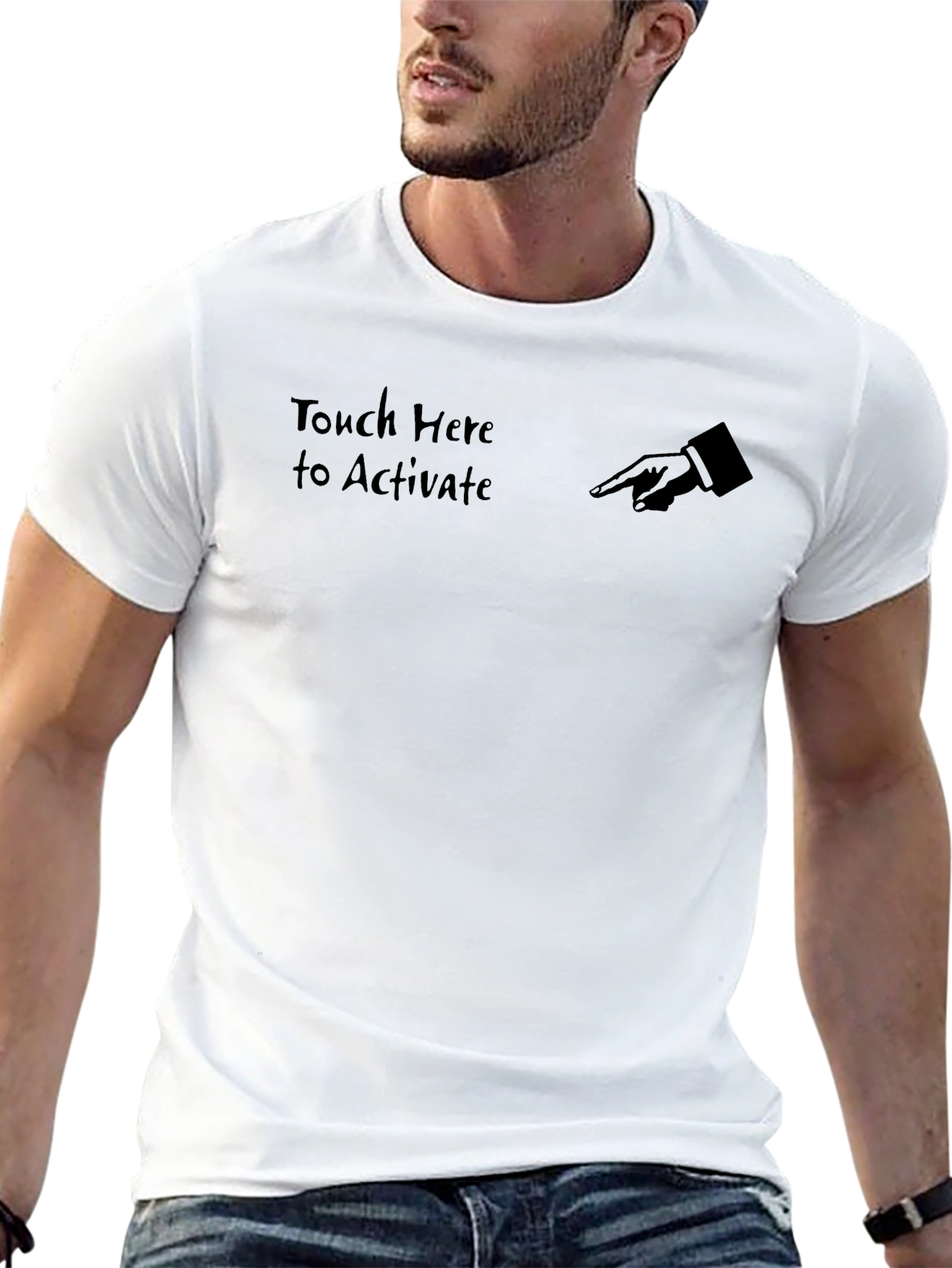 Touch Here to Activate Black T-Shirt
