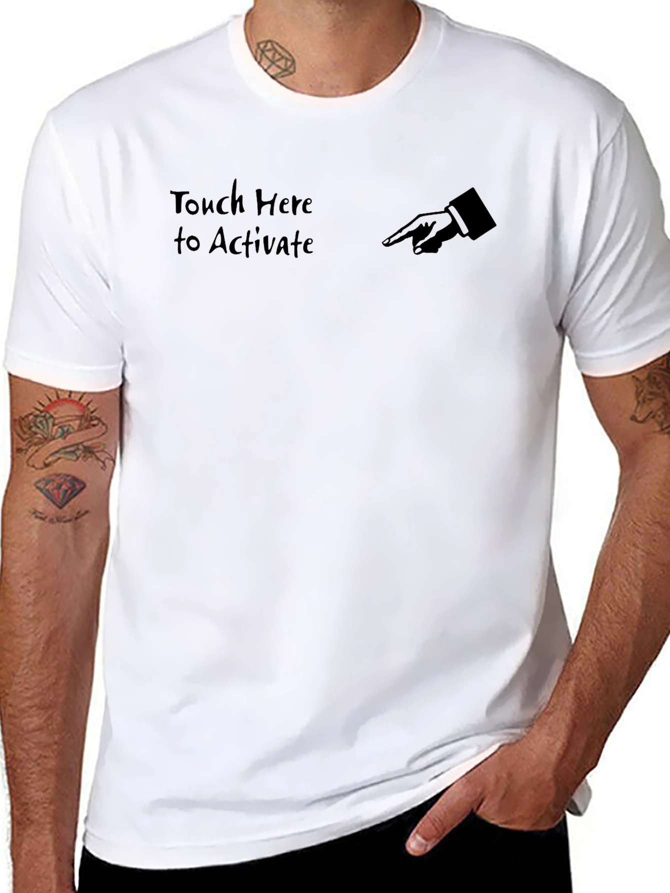 Touch Here to Activate Black T-Shirt