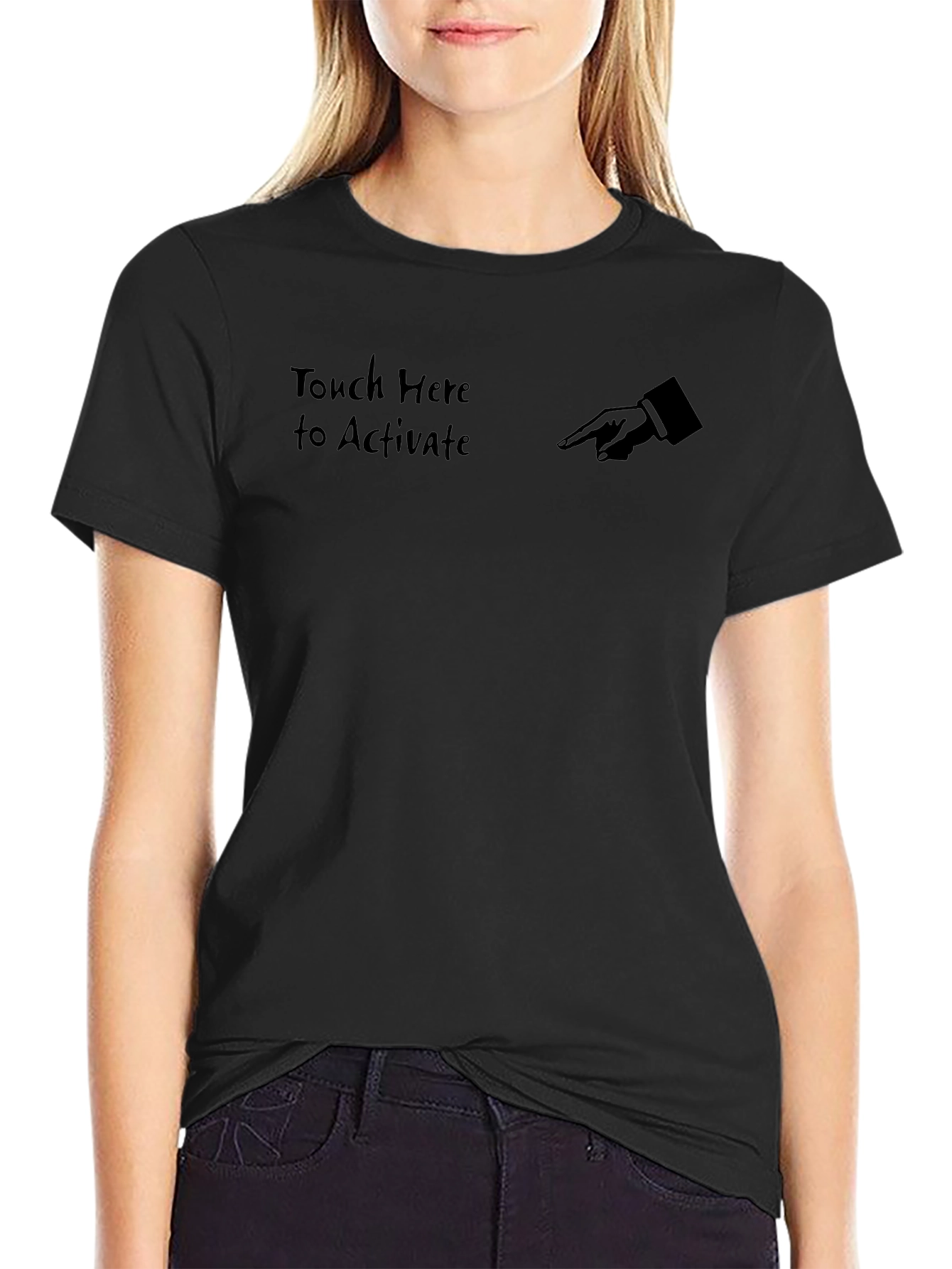 Touch Here to Activate Black T-Shirt