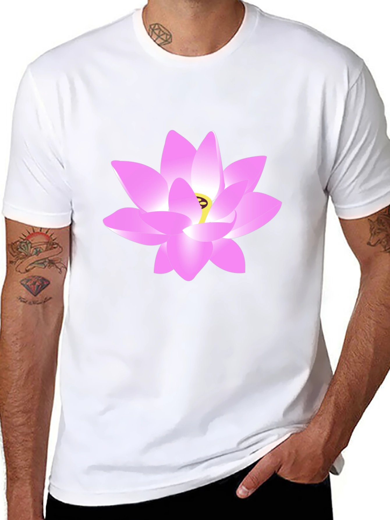 Lotus Flower Graphic Tee - Stylish Black T-Shirt