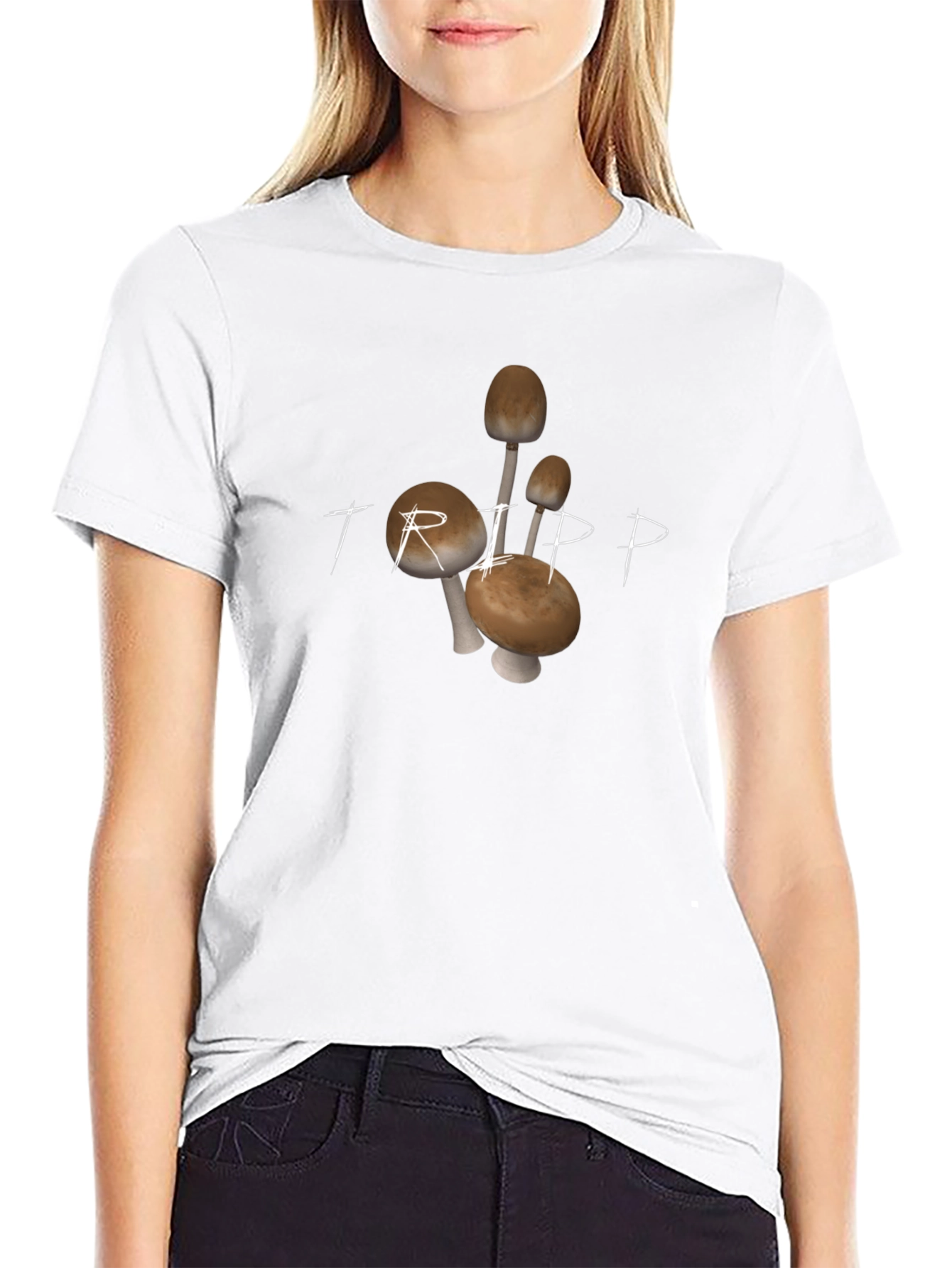 Trippy Mushroom Graphic Tee - Black Cotton Comfort