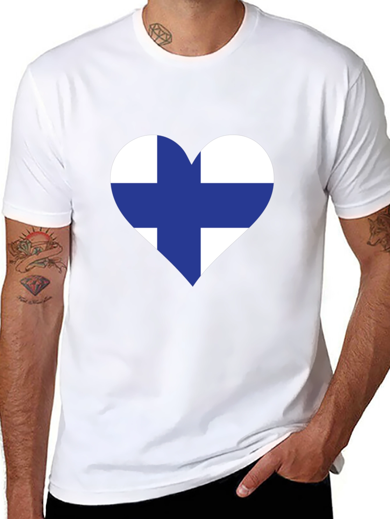 Finland Heart Flag Black T-Shirt