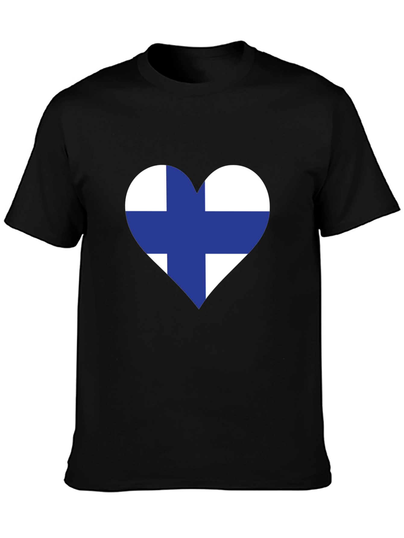 Finland Heart Flag Black T-Shirt