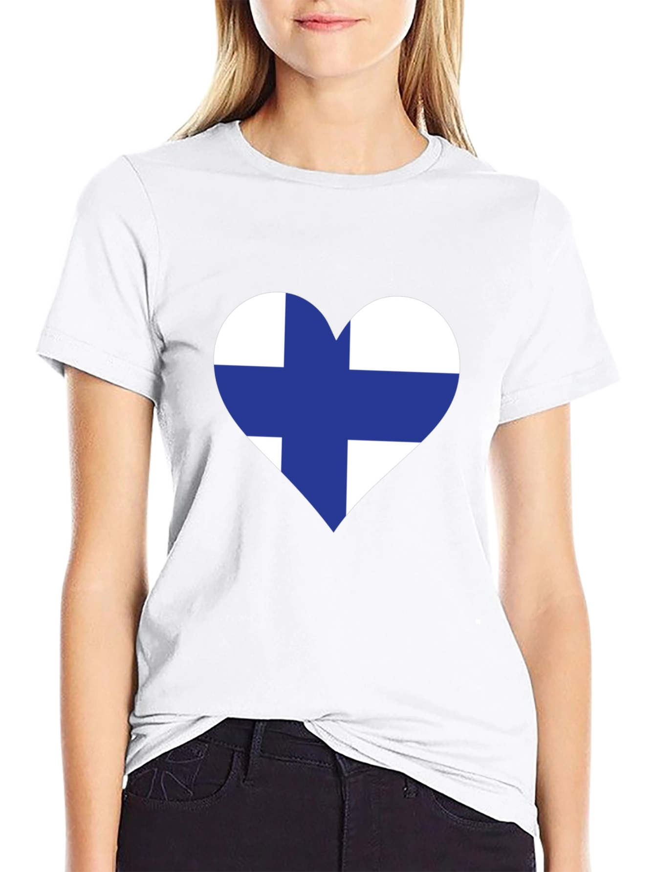 Finland Heart Flag Black T-Shirt
