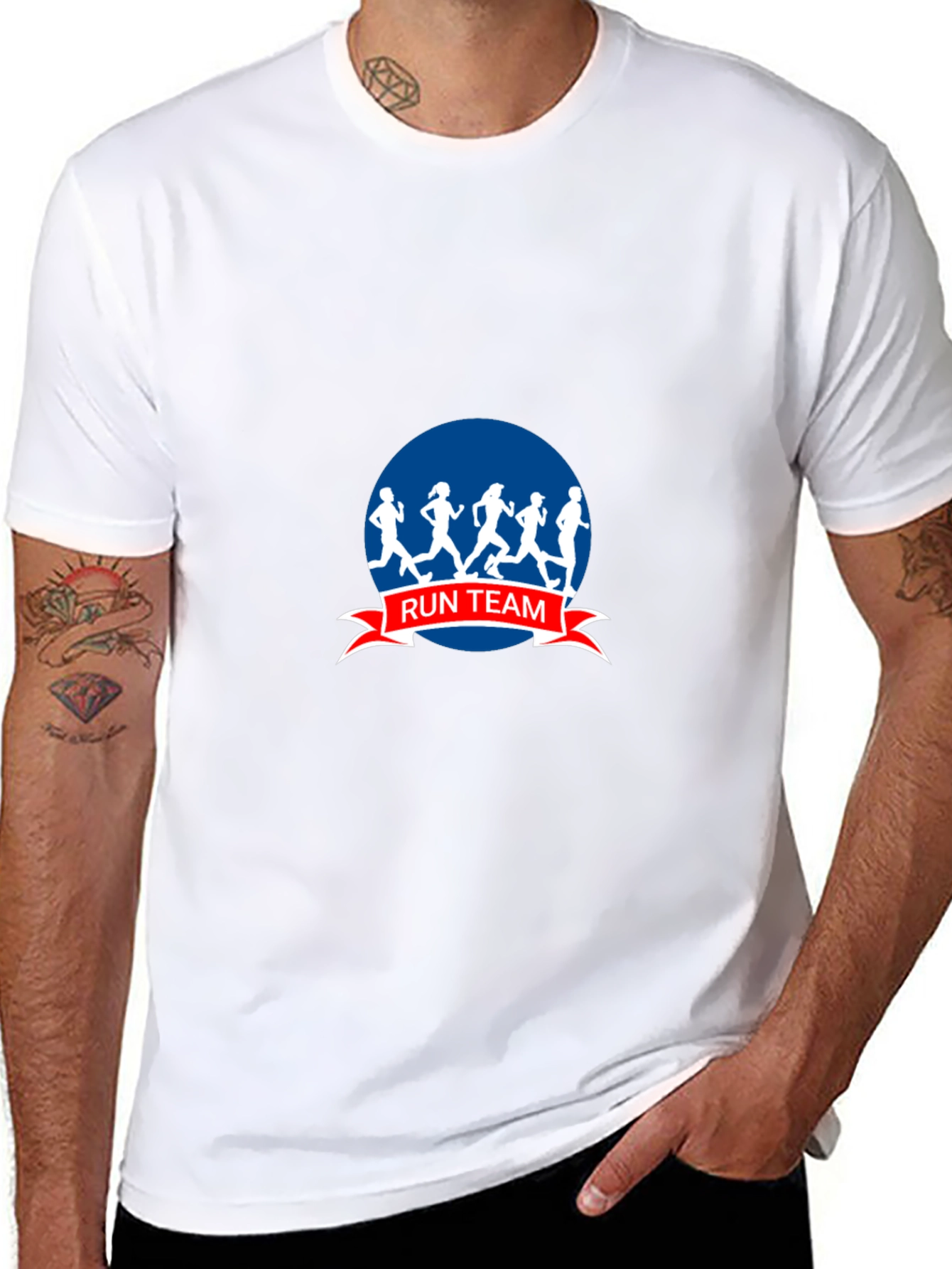 Run Team Graphic Tee - Black Cotton Blend