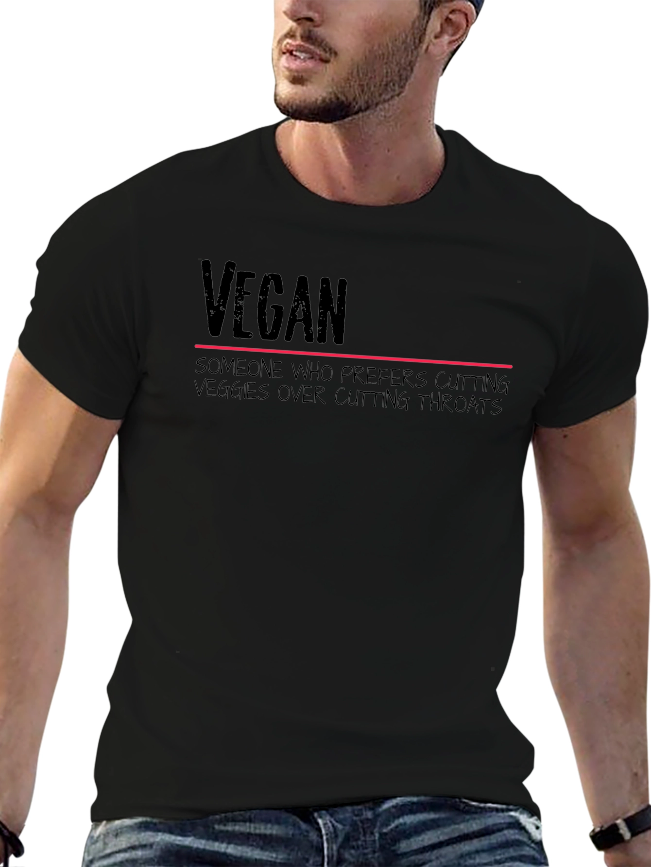 Vegan Statement T-Shirt - Cutting Veggies Not Throats