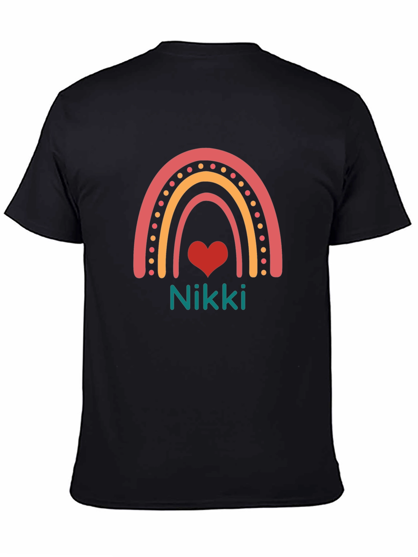 Nikki Rainbow Heart Tee - Custom Name Shirt