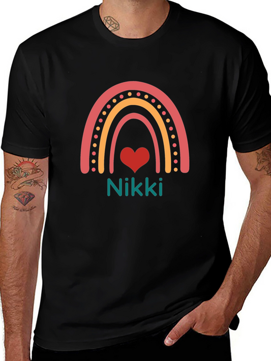 Nikki Rainbow Heart Tee - Custom Name Shirt