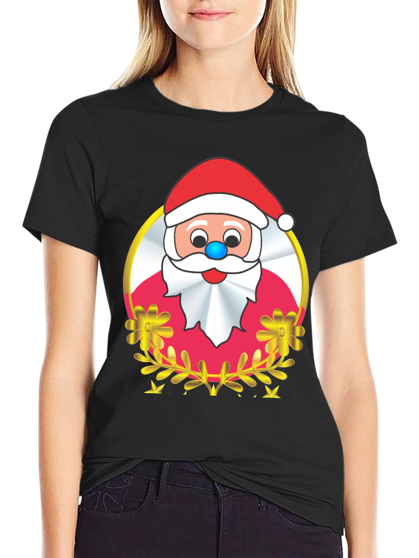 Festive Santa Graphic Tee - Holiday Cheer