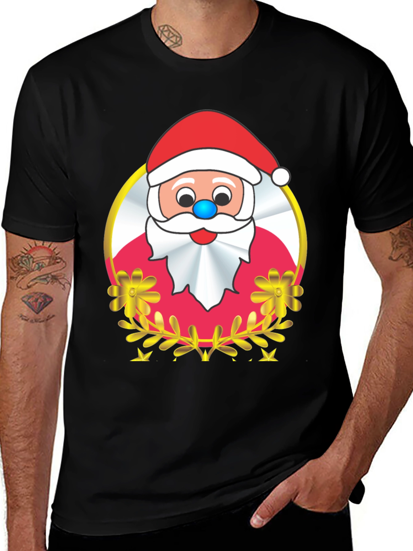 Festive Santa Graphic Tee - Holiday Cheer