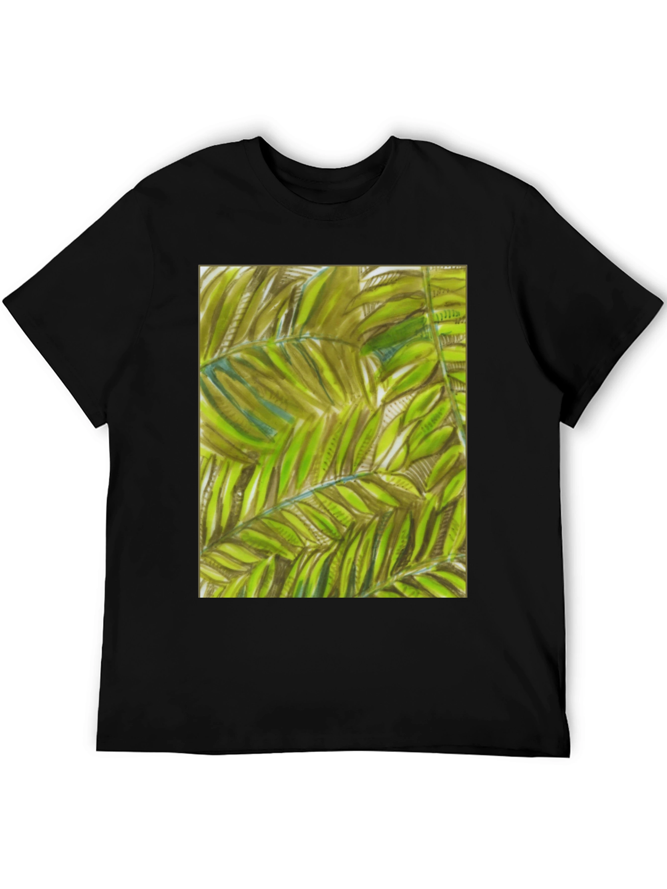 Tropical Leaves Graphic Black T-Shirt