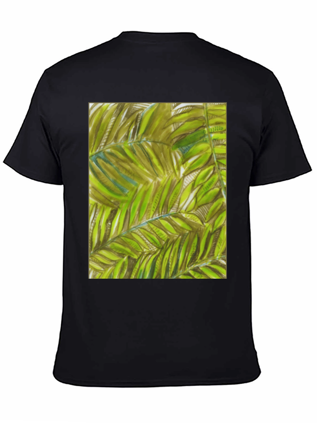 Tropical Leaves Graphic Black T-Shirt