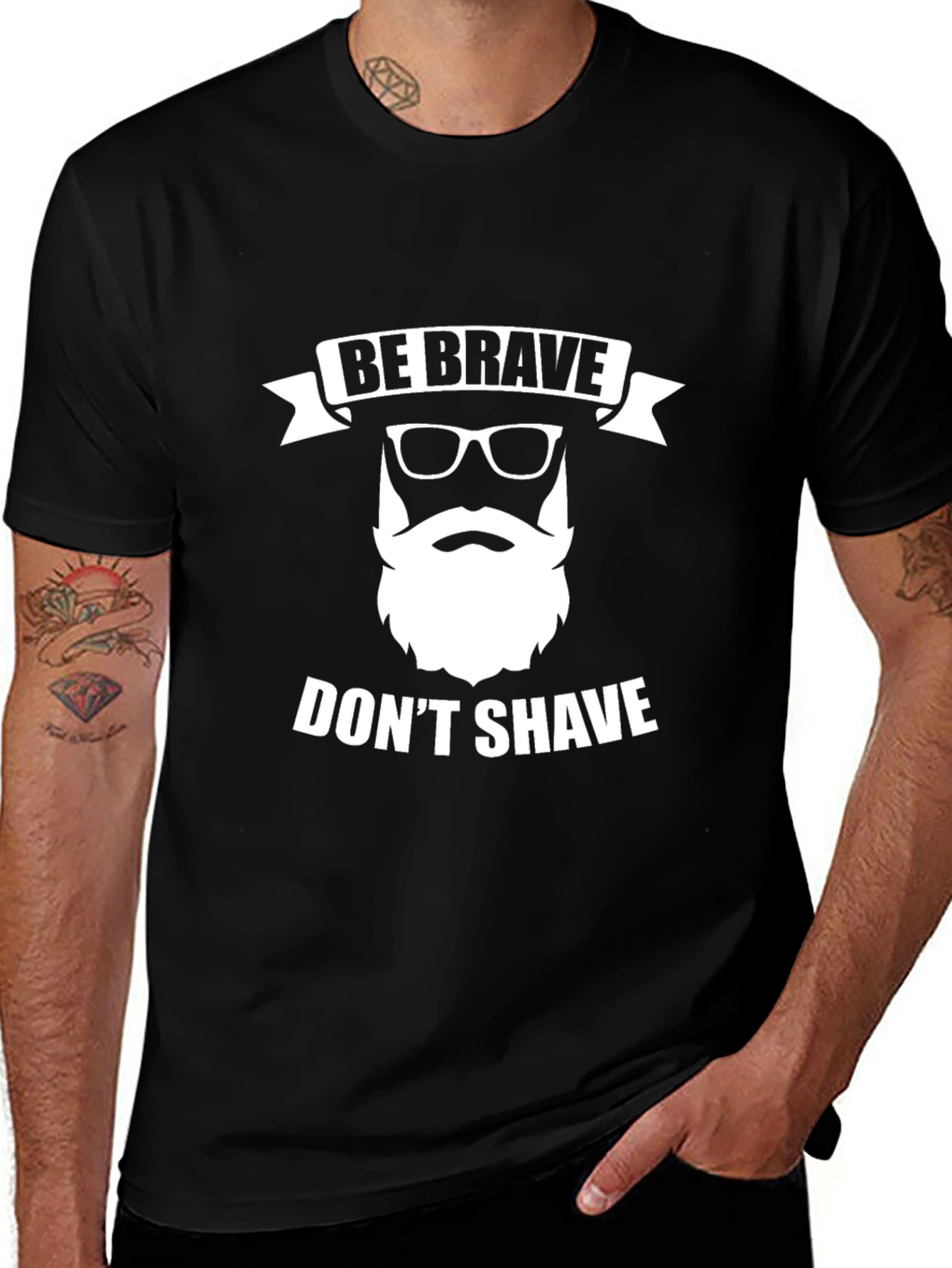 Be Brave Dont Shave Mens Black Graphic Tee