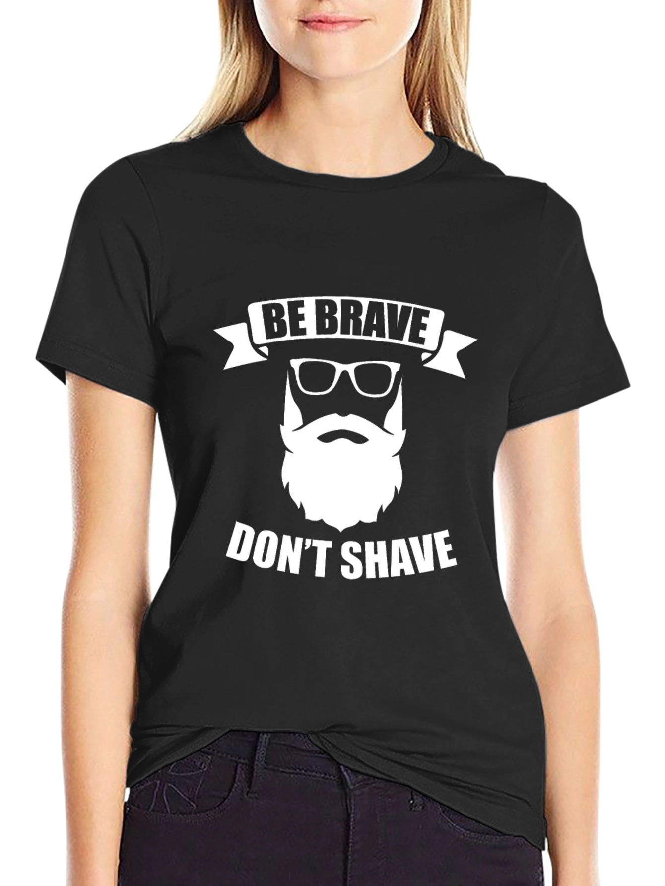 Be Brave Dont Shave Mens Black Graphic Tee