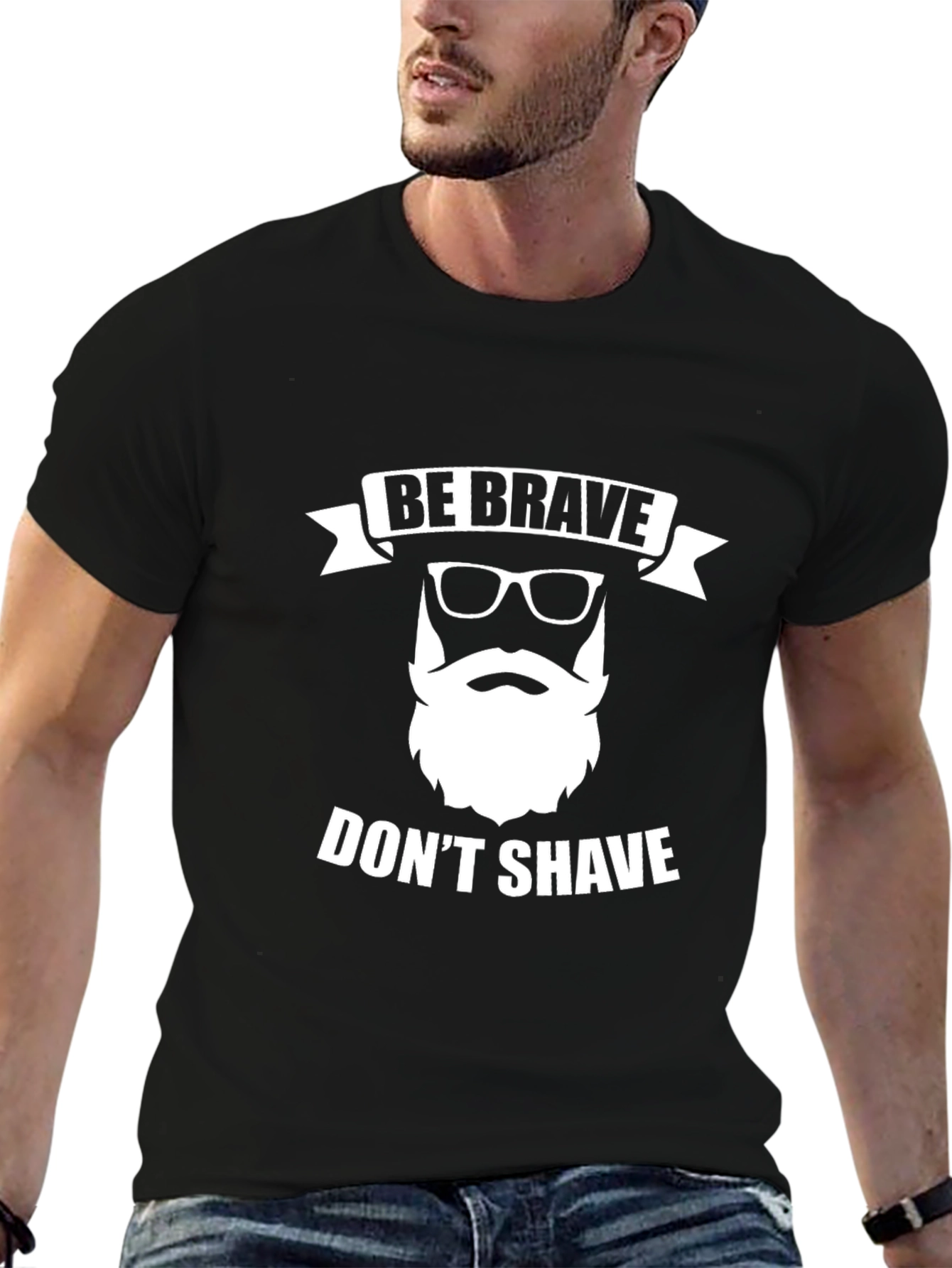 Be Brave Dont Shave Mens Black Graphic Tee