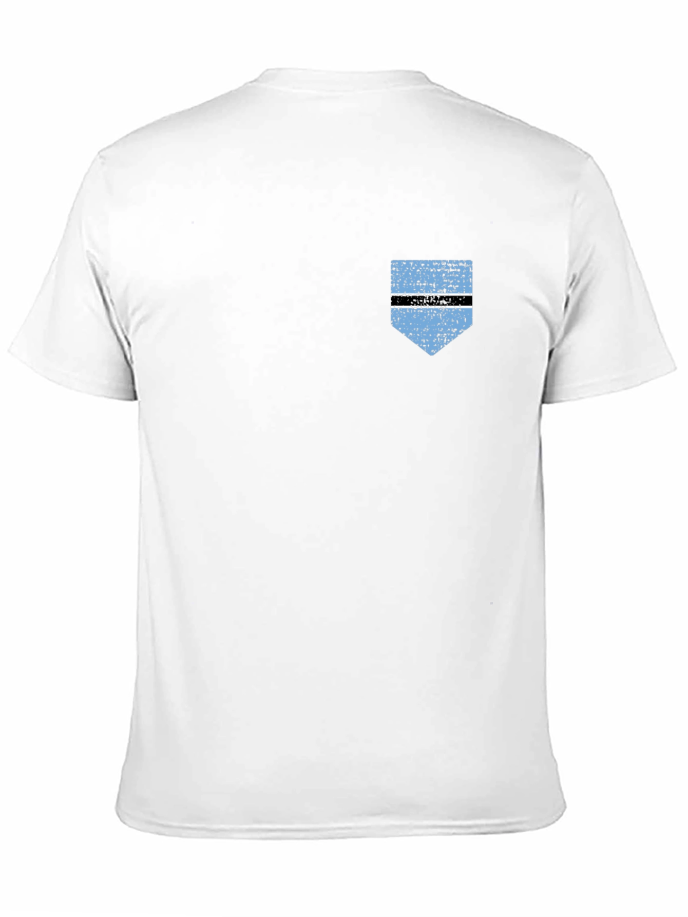 Botswana Flag Pocket Print T-Shirt - Black