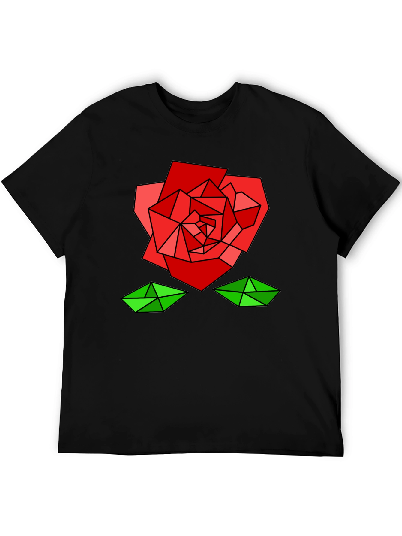 Geometric Rose Graphic Tee - Modern Artistic Design