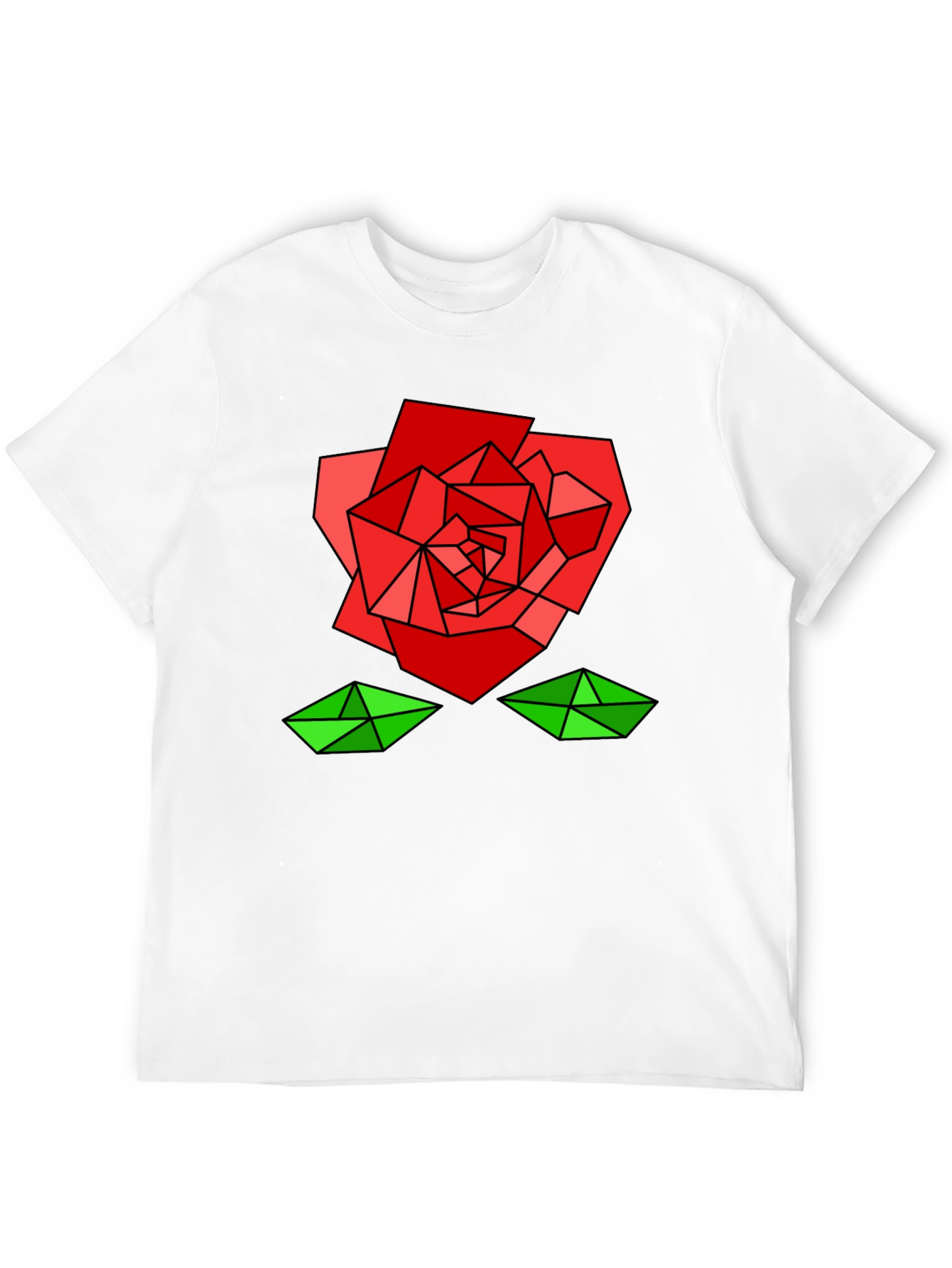 Geometric Rose Graphic Tee - Modern Artistic Design