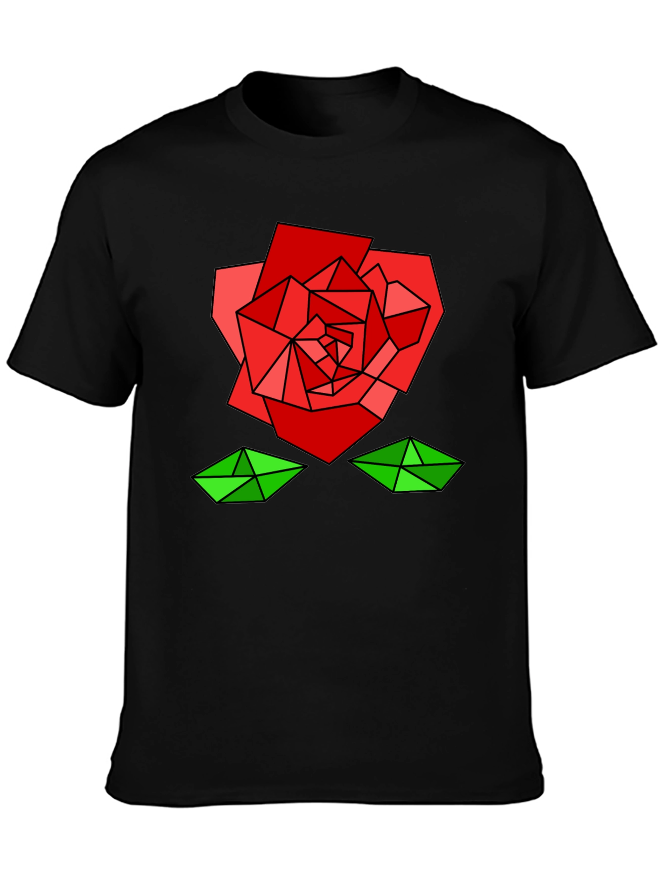 Geometric Rose Graphic Tee - Modern Artistic Design
