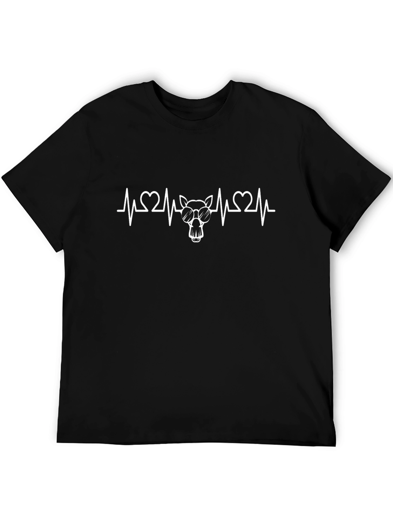Cool Cat Heartbeat Graphic Tee - Black Cotton