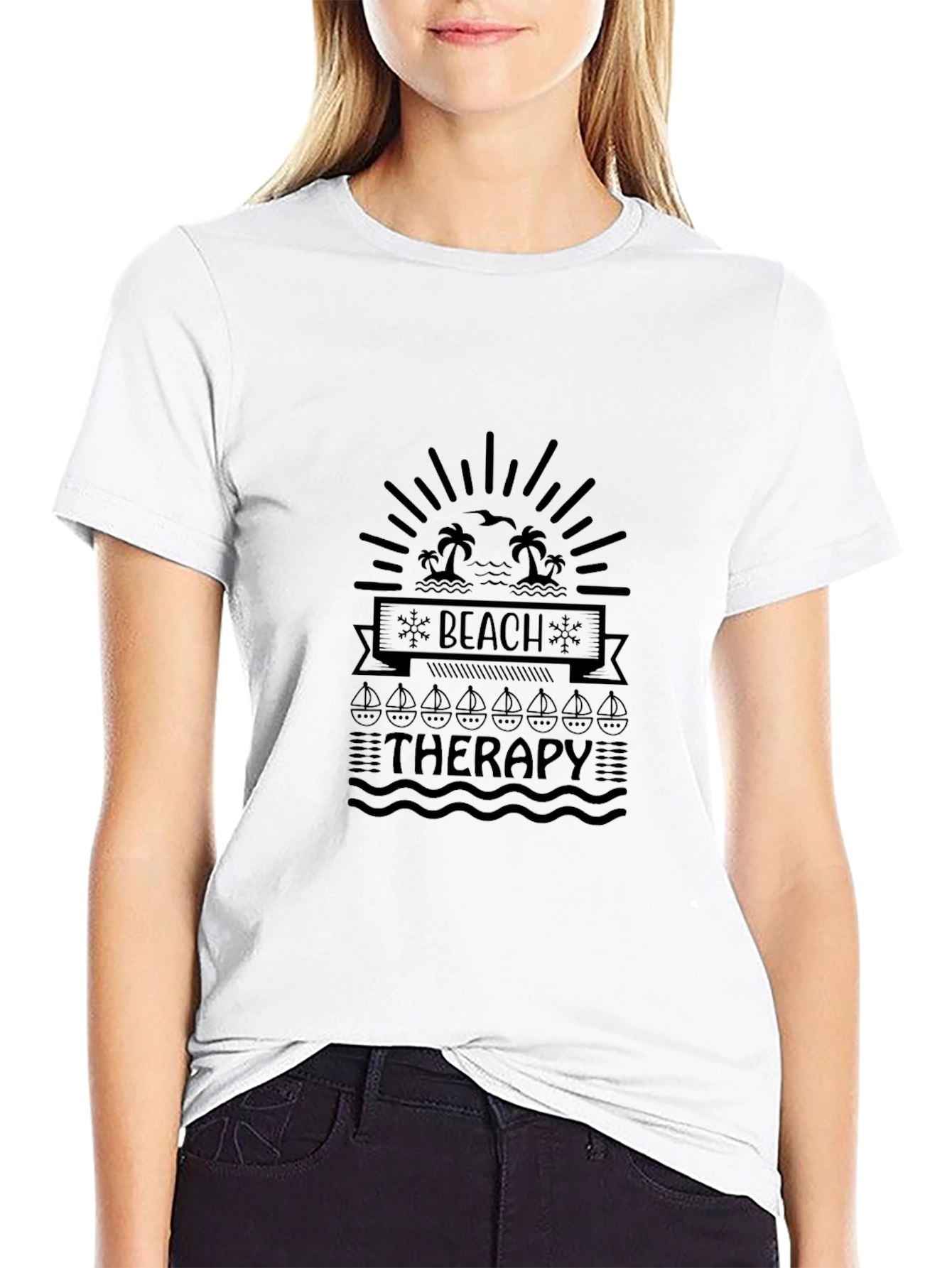 Beach Therapy Graphic Tee - Coastal Relaxation