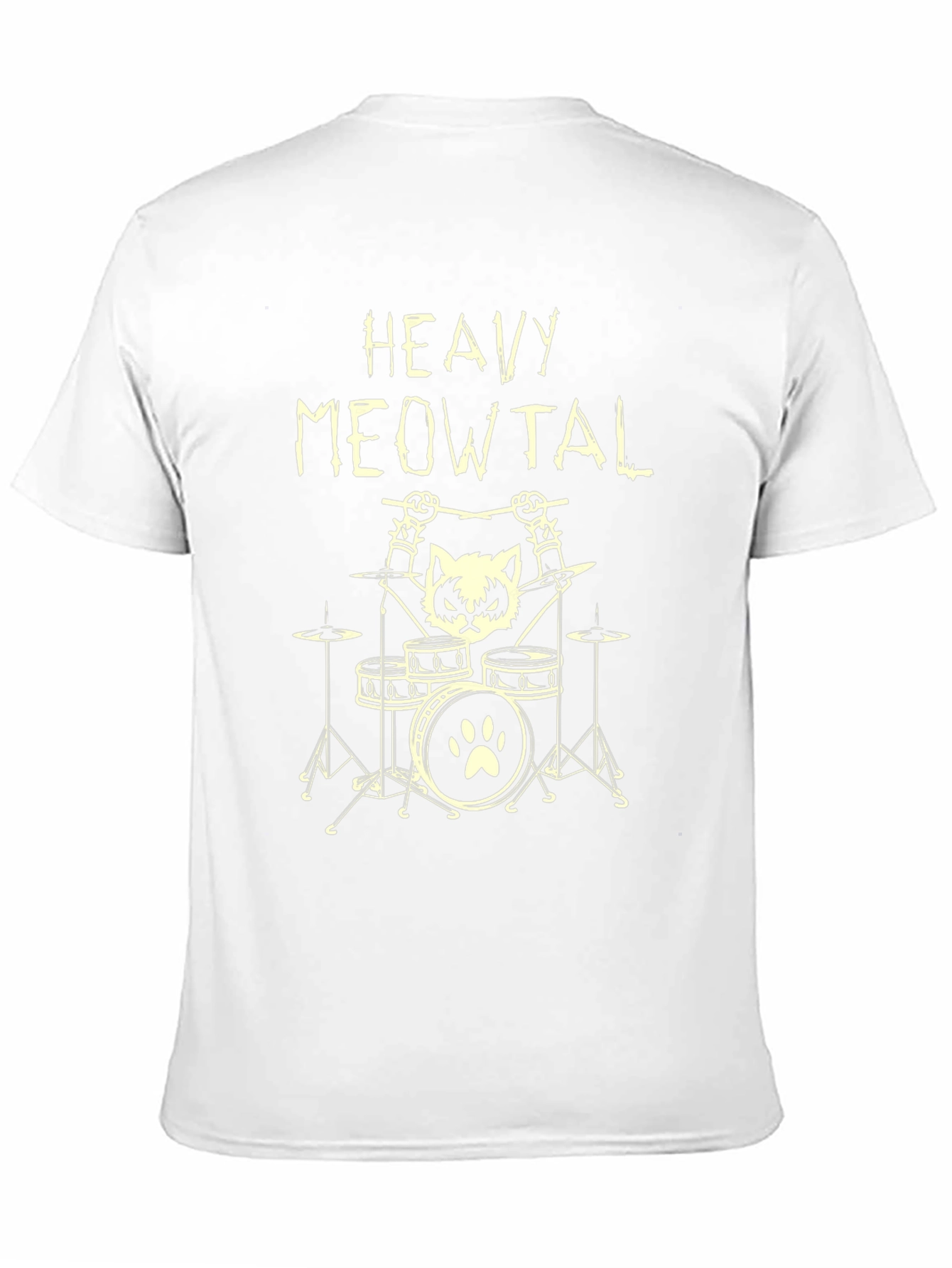 Heavy Meowtal T-Shirt - Rocker Cat Drummer Tee