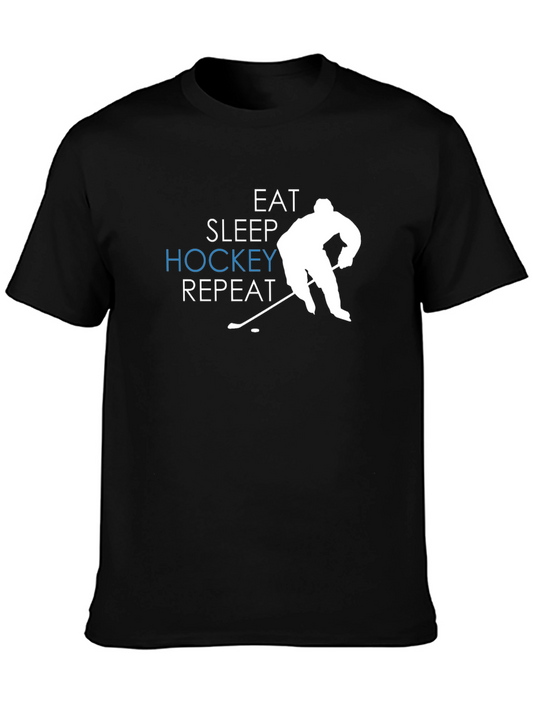 Eat Sleep Hockey Repeat Black T-Shirt