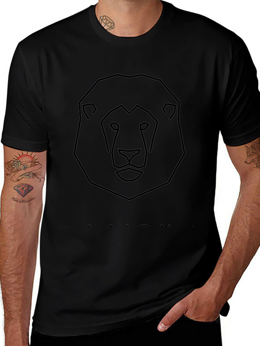 Geometric Lion Graphic Tee - Modern Minimalist Design