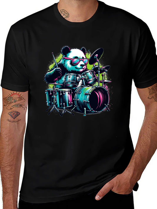 Drummer Panda T-Shirt - Cool Graphic Tee