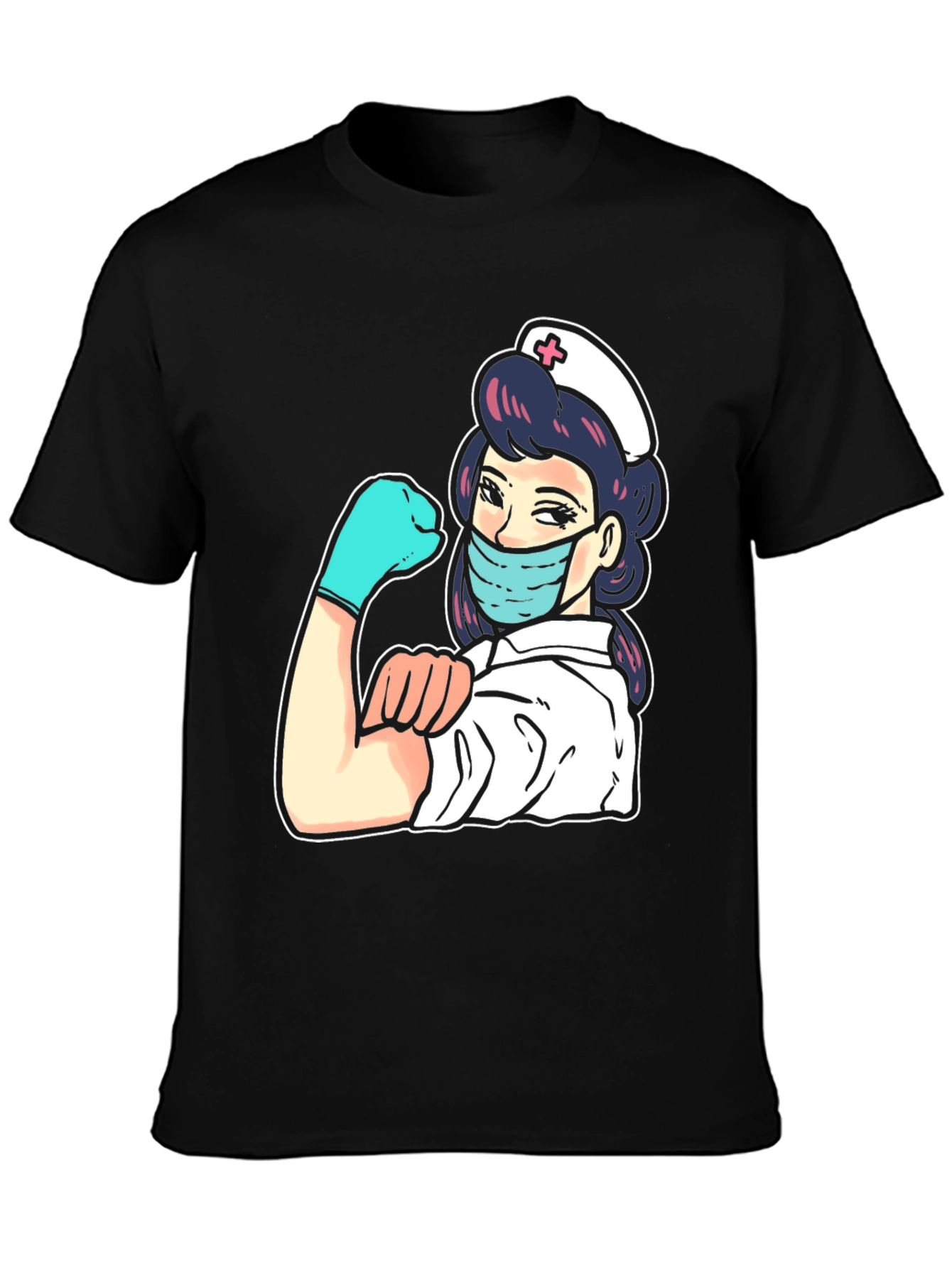 Nurse Graphic Tee - Black Cotton Blend T-Shirt
