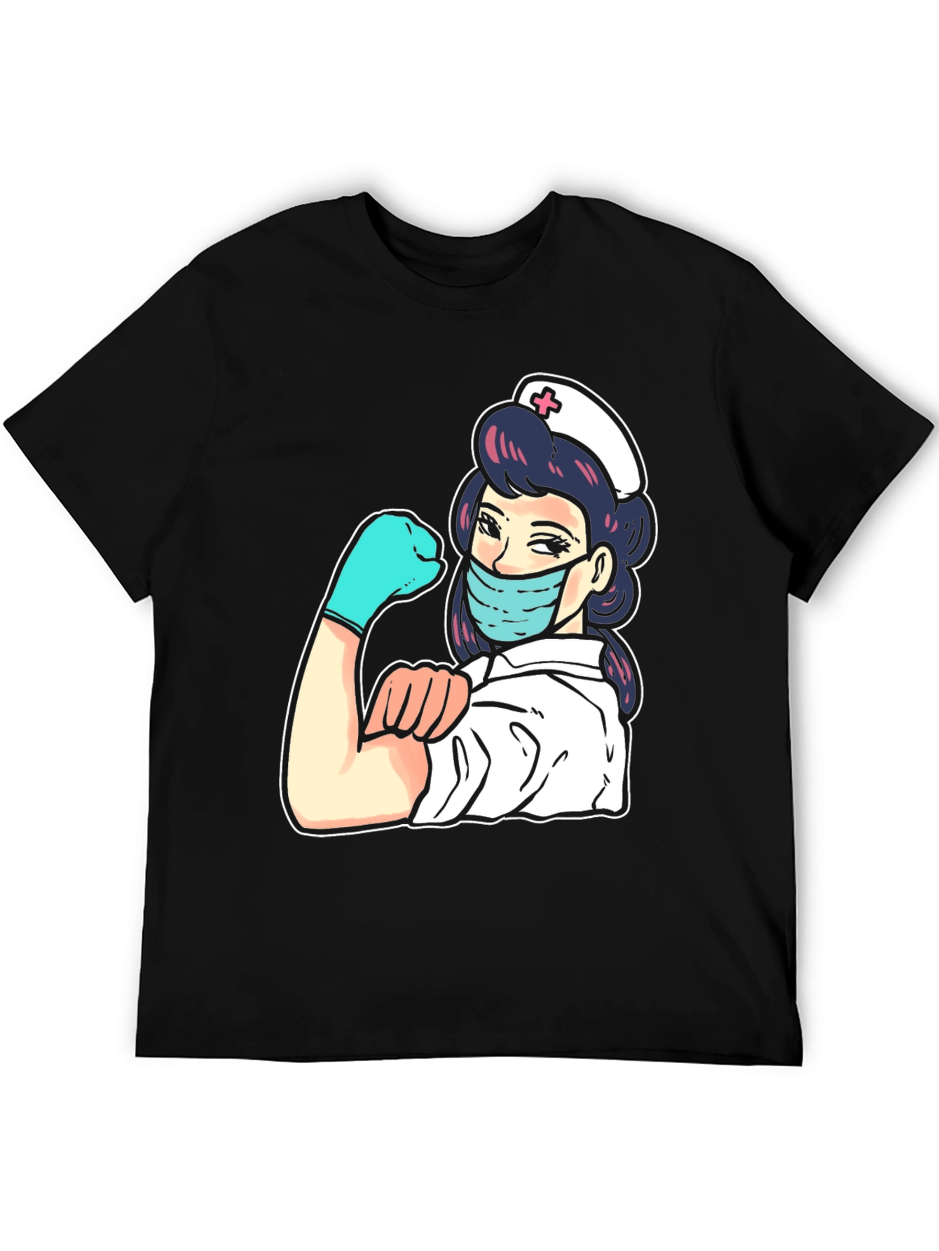 Nurse Graphic Tee - Black Cotton Blend T-Shirt