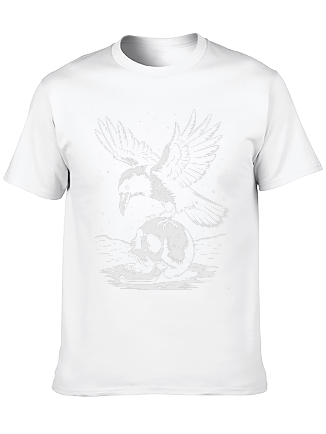 Raven and Skull Graphic Tee - Dark Aesthetic T-Shirt