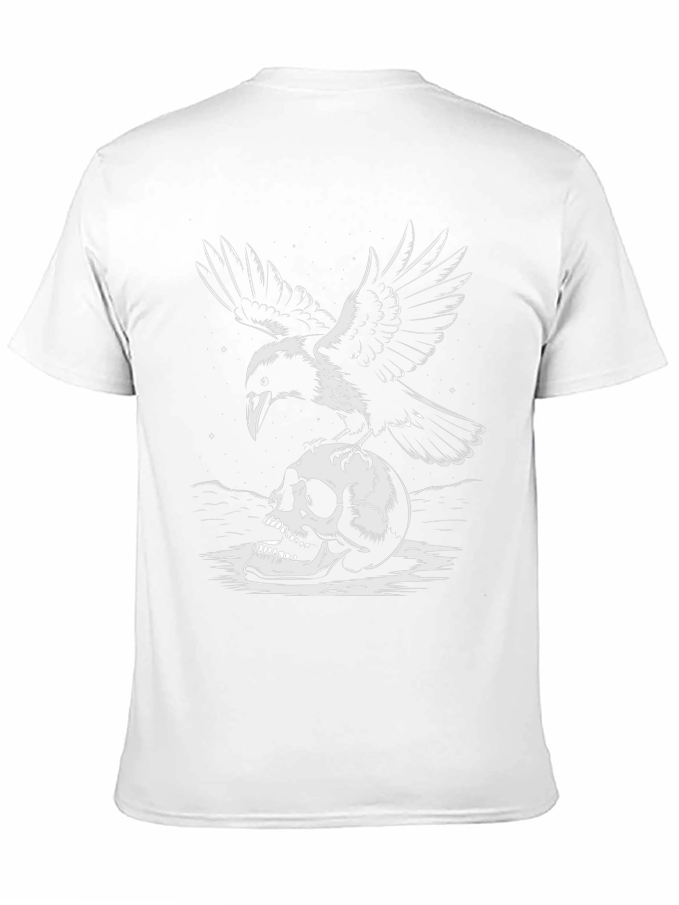 Raven and Skull Graphic Tee - Dark Aesthetic T-Shirt