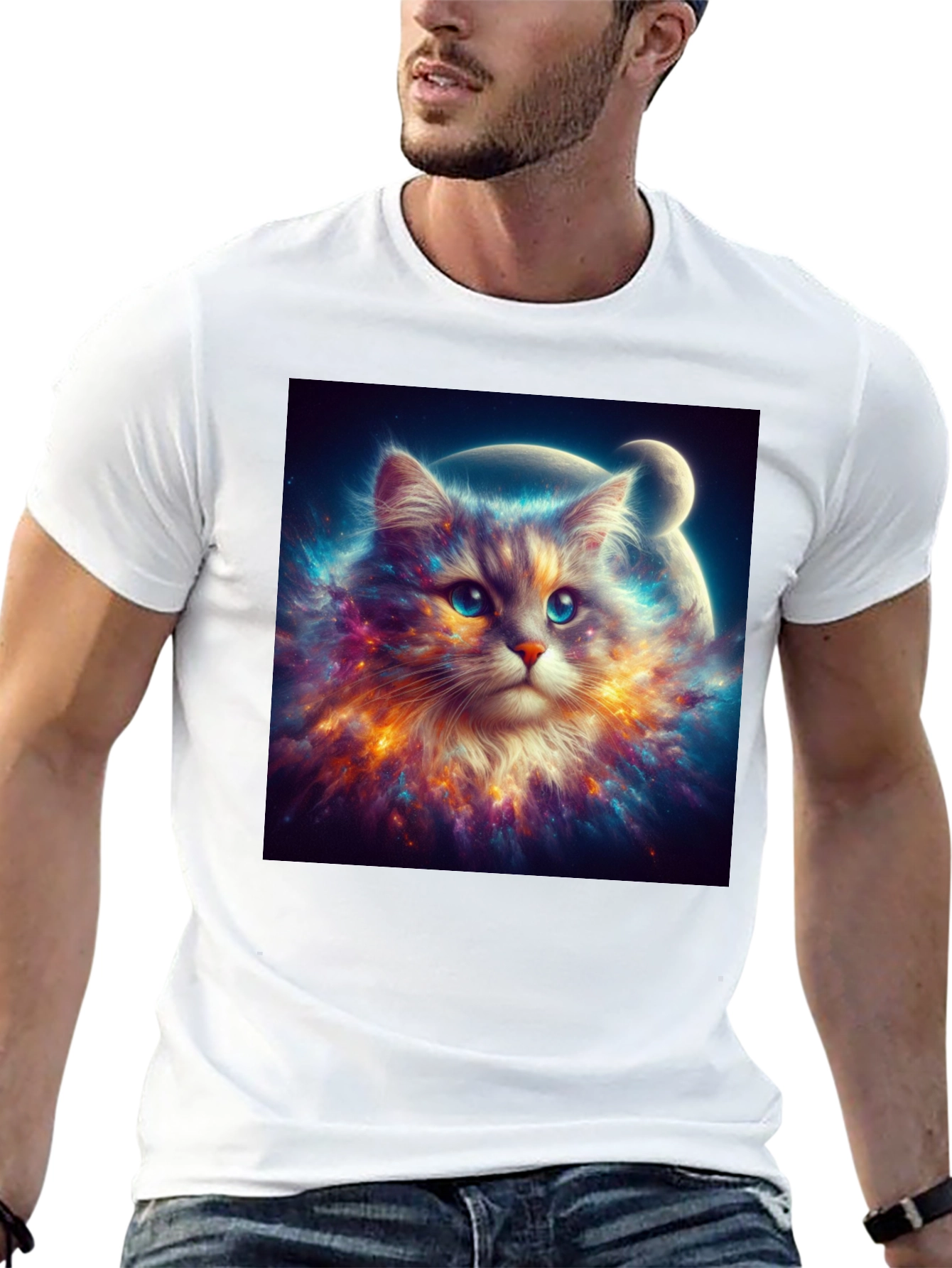 Cosmic Cat T-Shirt - Galaxy Kitten Design