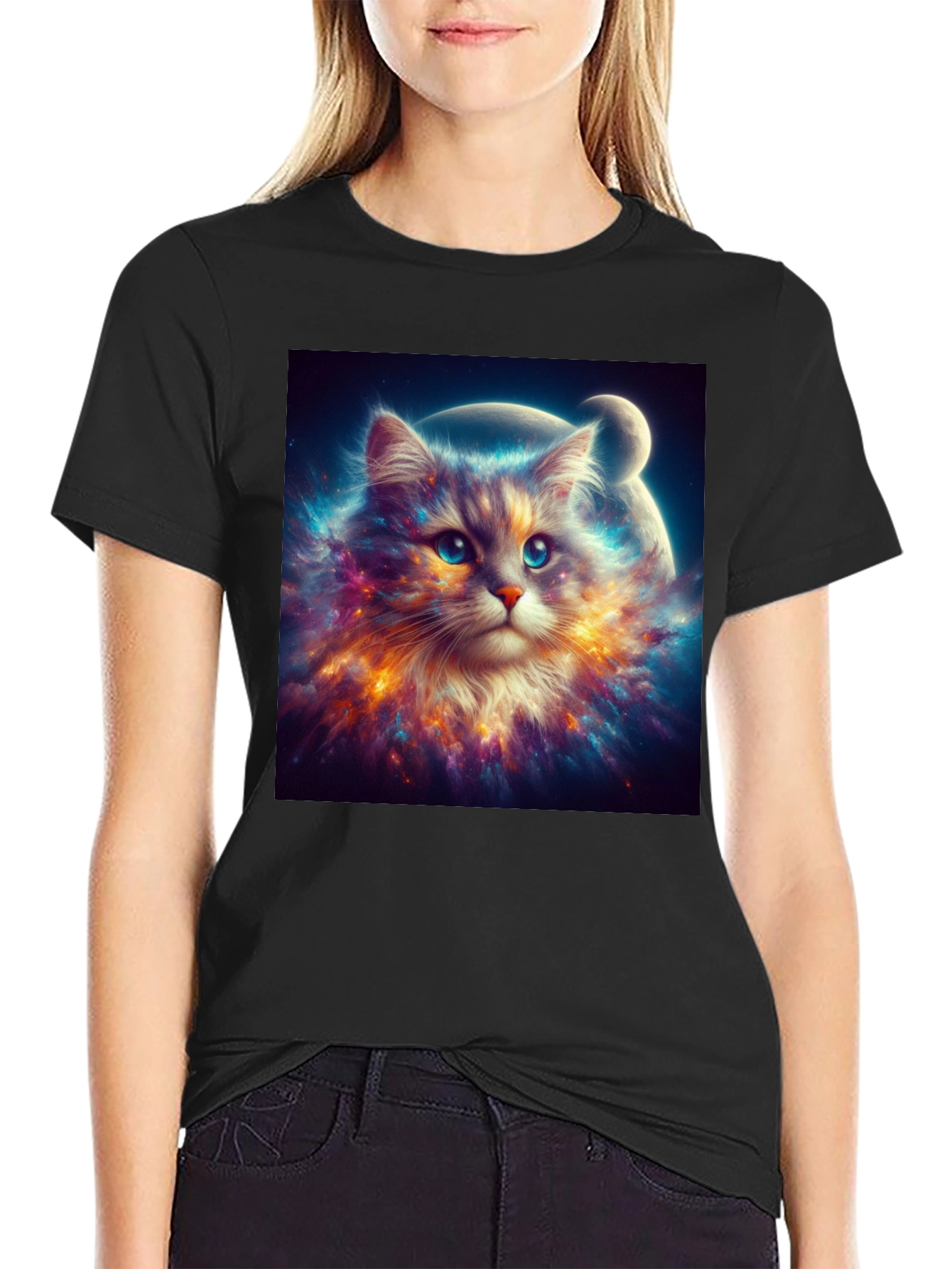 Cosmic Cat T-Shirt - Galaxy Kitten Design