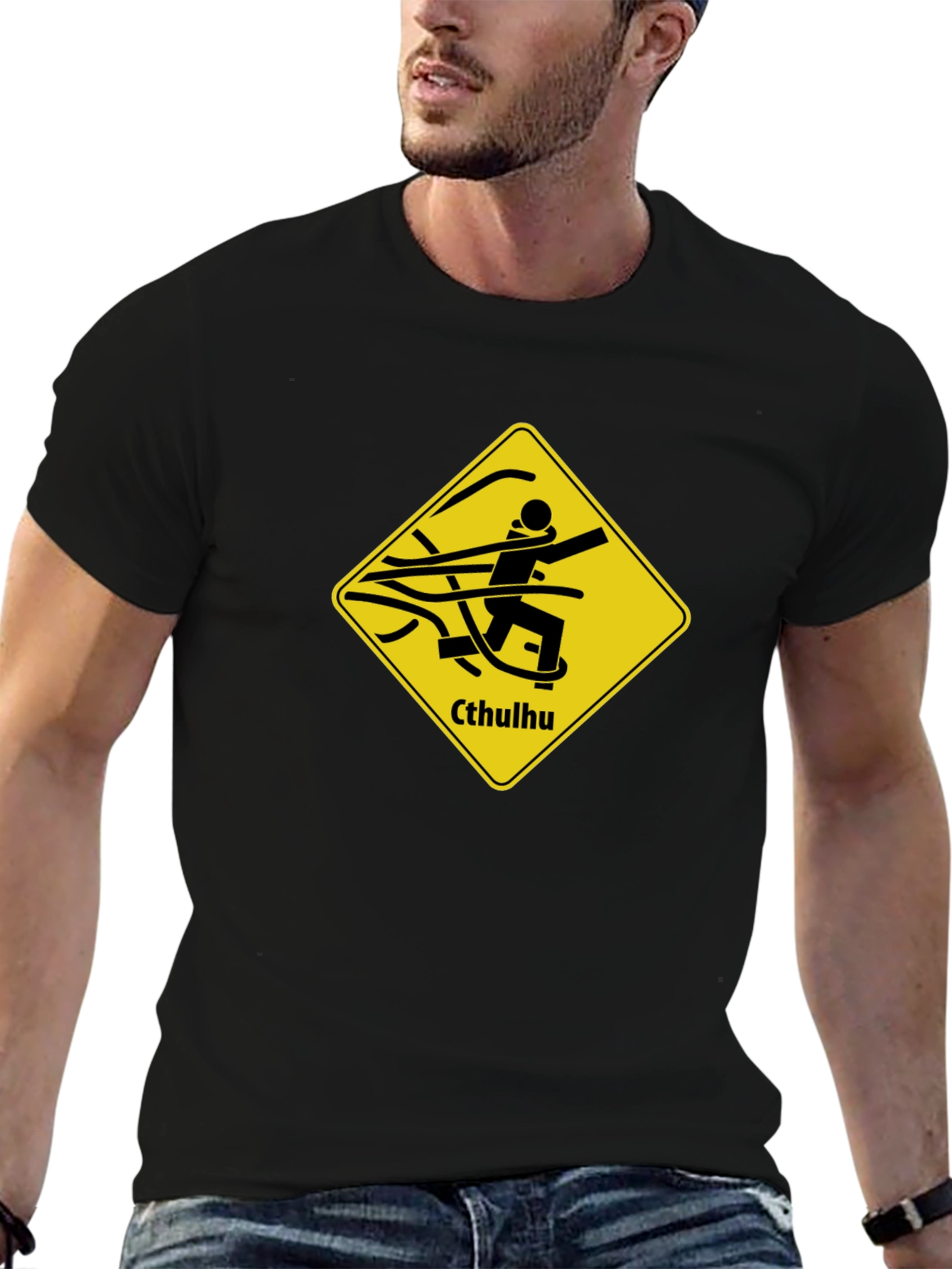 Cthulhu Crossing T-Shirt - Mens Black Graphic Tee