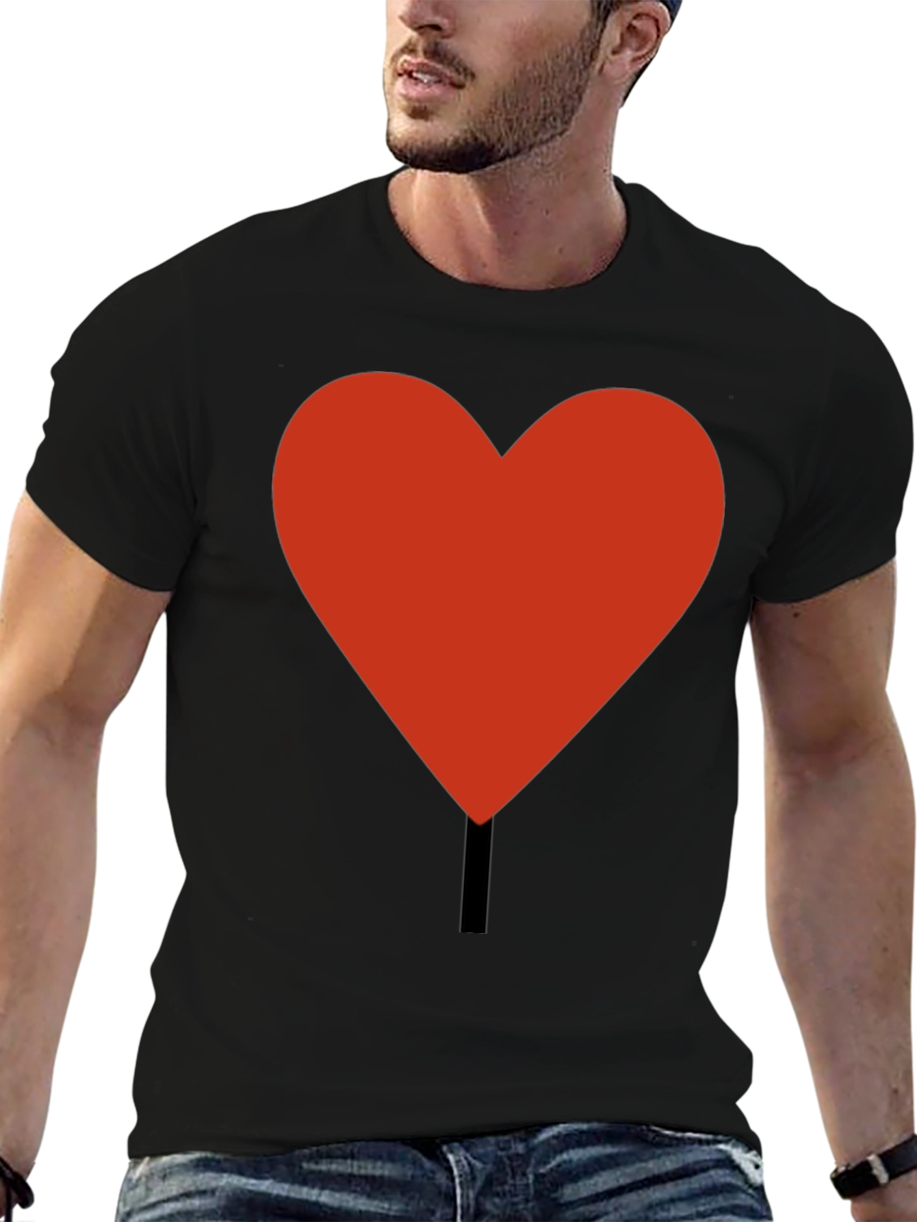 Heart Graphic Tee - Casual Black T-Shirt