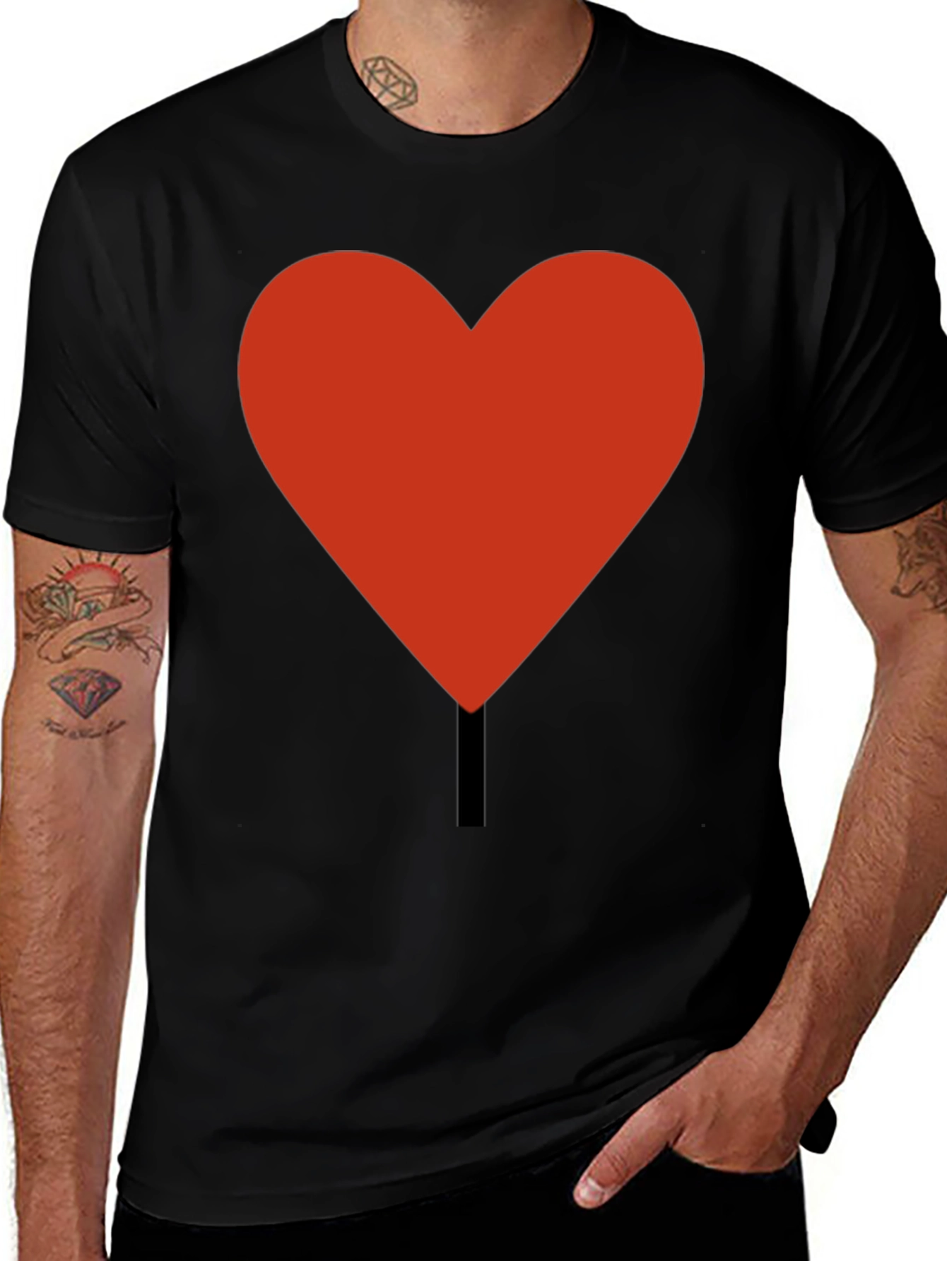 Heart Graphic Tee - Casual Black T-Shirt