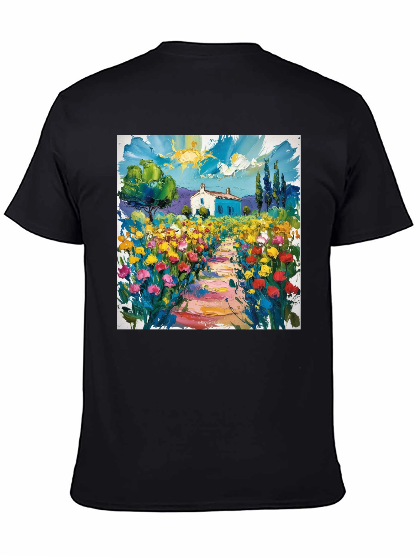 Vibrant Landscape Graphic Tee - Artistic Impression