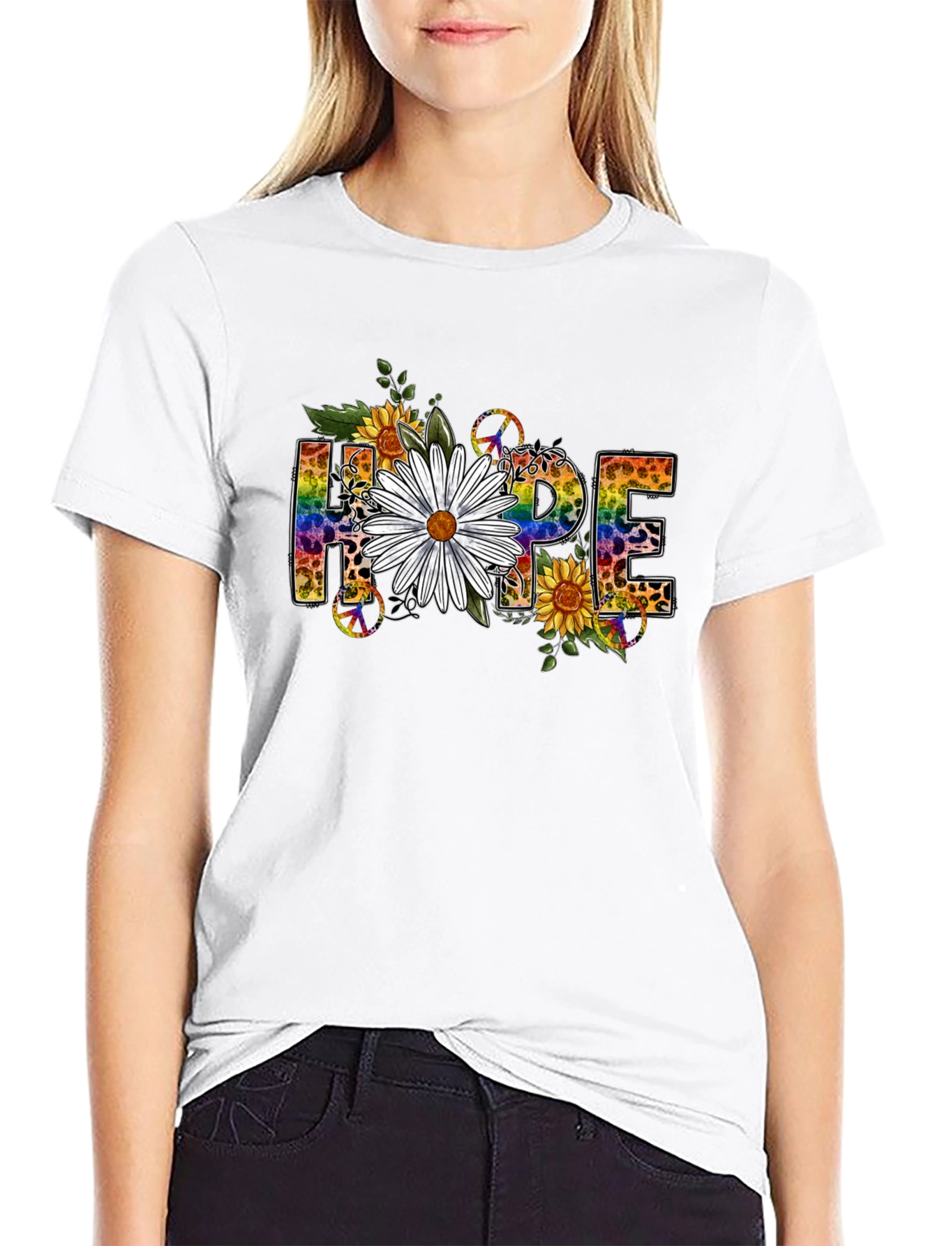 Hope Floral Graphic Tee - Black T-Shirt