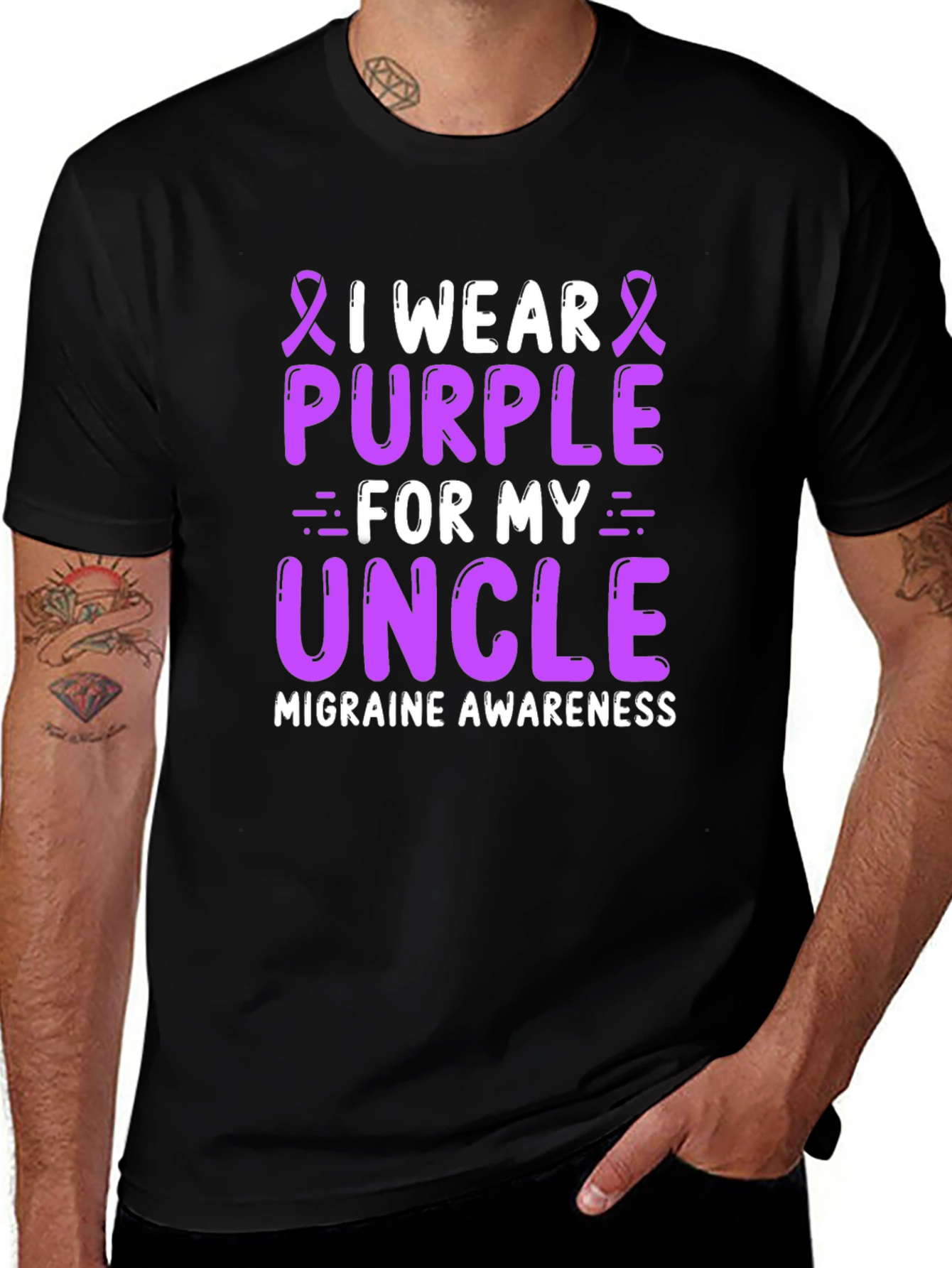 Purple Migraine Awareness Uncle T-Shirt
